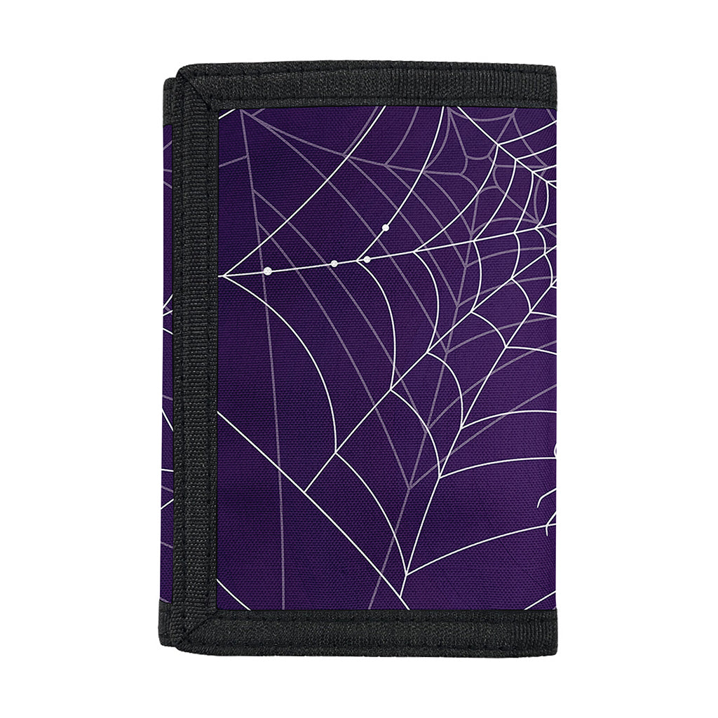 Purple Spider Web Pattern Print Trifold Wallet