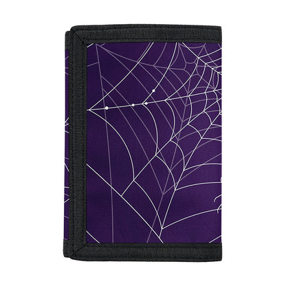 Purple Spider Web Pattern Print Trifold Wallet
