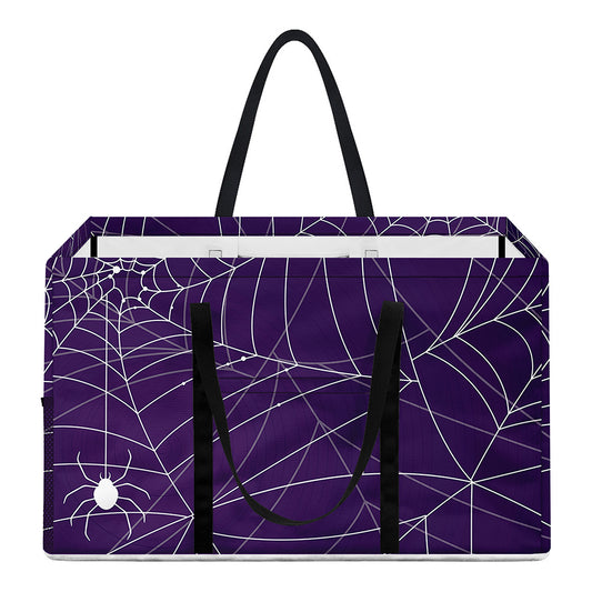 Purple Spider Web Pattern Print Utility Tote Bag