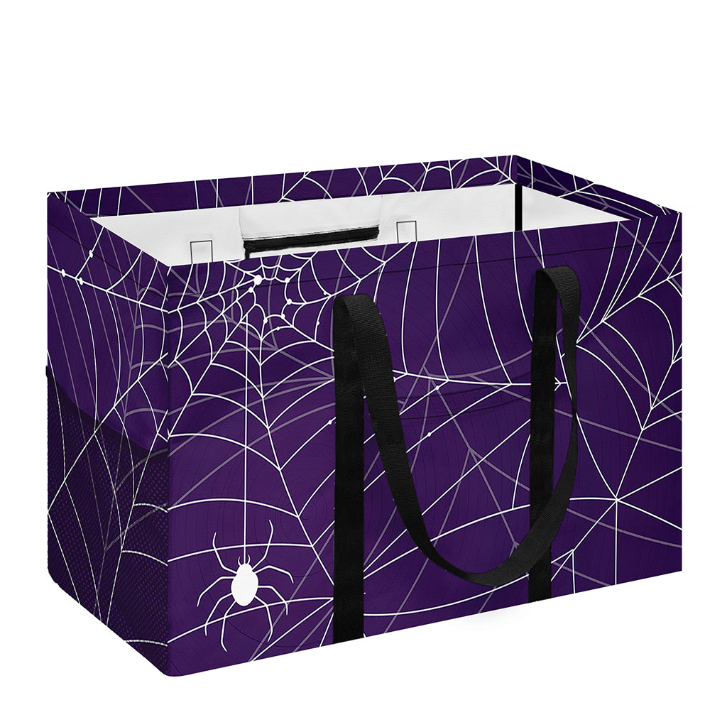 Purple Spider Web Pattern Print Utility Tote Bag
