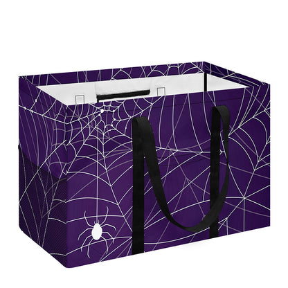 Purple Spider Web Pattern Print Utility Tote Bag
