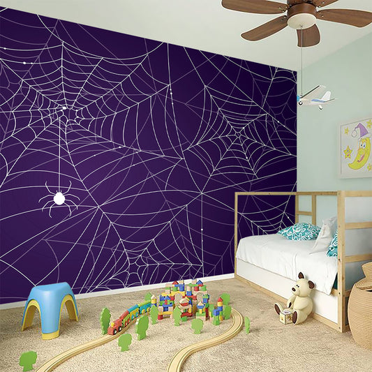 Purple Spider Web Pattern Print Wall Sticker