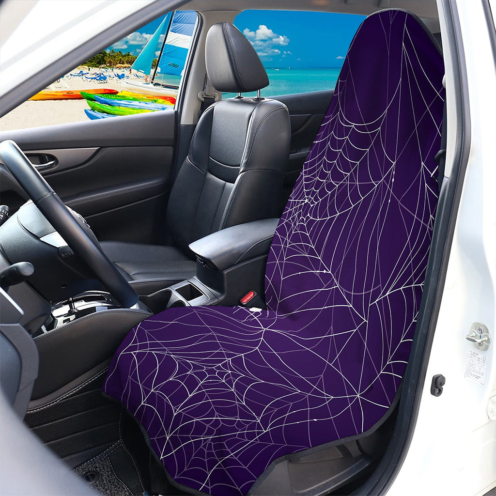 Purple Spider Web Pattern Print Waterproof Car Seat Cover