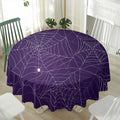 Purple Spider Web Pattern Print Waterproof Round Tablecloth
