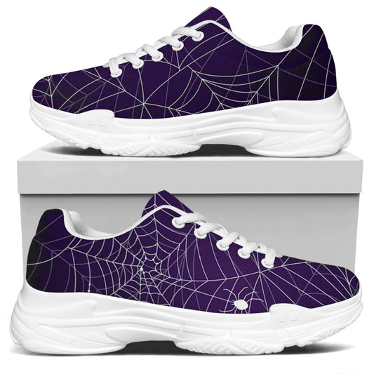 Purple Spider Web Pattern Print White Chunky Shoes
