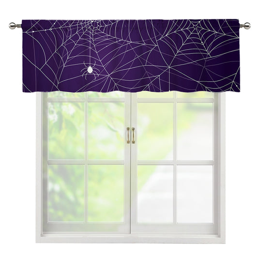 Purple Spider Web Pattern Print Window Valance