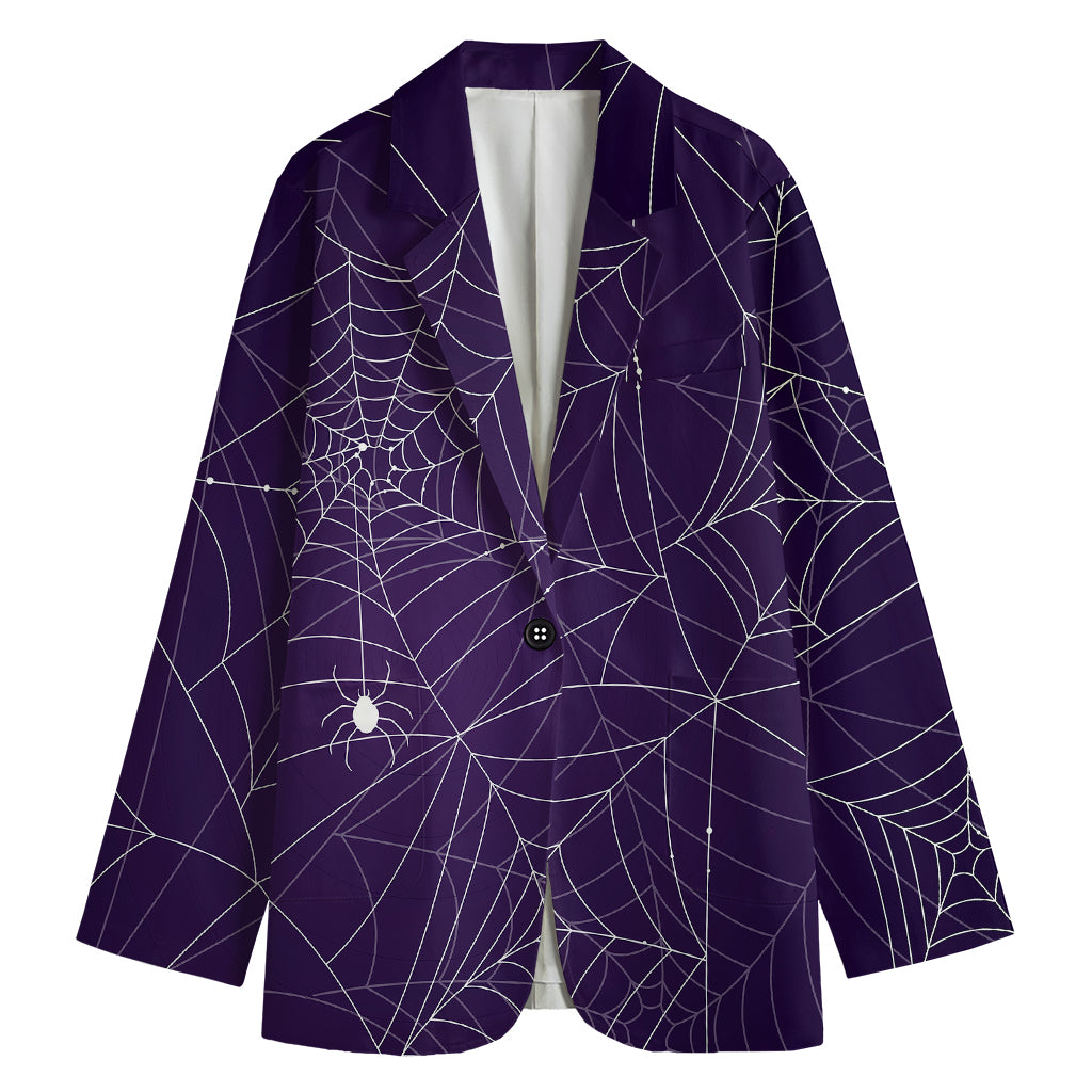 Purple Spider Web Pattern Print Women's Blazer