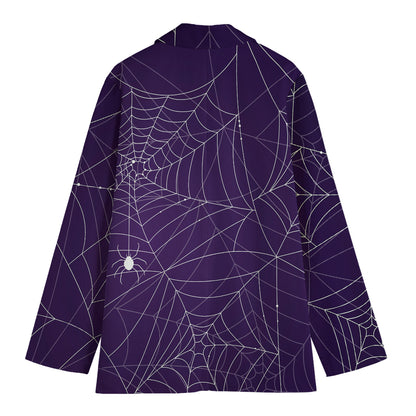 Purple Spider Web Pattern Print Women's Blazer