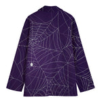 Purple Spider Web Pattern Print Women's Cotton Blazer
