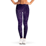 Purple Spider Web Pattern Print Women's Leggings