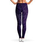 Purple Spider Web Pattern Print Women's Leggings