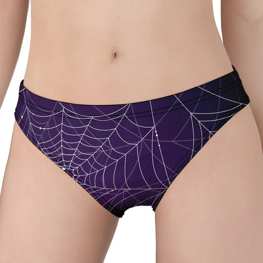 Purple Spider Web Pattern Print Women's Panties