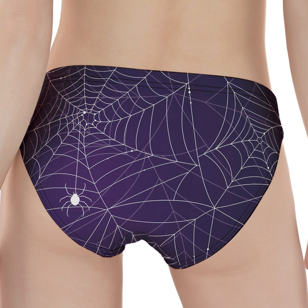 Purple Spider Web Pattern Print Women's Panties
