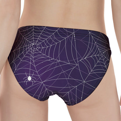 Purple Spider Web Pattern Print Women's Panties