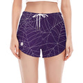 Purple Spider Web Pattern Print Women's Split Running Shorts