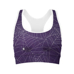 Purple Spider Web Pattern Print Women's Sports Bra