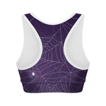 Purple Spider Web Pattern Print Women's Sports Bra