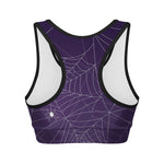 Purple Spider Web Pattern Print Women's Sports Bra
