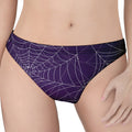 Purple Spider Web Pattern Print Women's Thong
