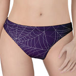 Purple Spider Web Pattern Print Women's Thong
