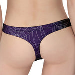 Purple Spider Web Pattern Print Women's Thong