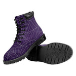 Purple Spider Web Pattern Print Work Boots
