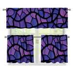 Purple Stained Glass Mosaic Print 3 Piece Kitchen Curtains