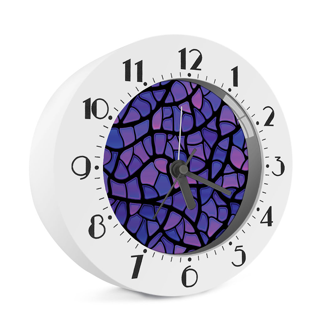 Purple Stained Glass Mosaic Print Alarm Clock
