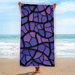 Purple Stained Glass Mosaic Print Beach Towel