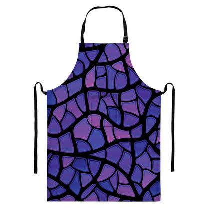 Purple Stained Glass Mosaic Print Bib Apron With Pocket