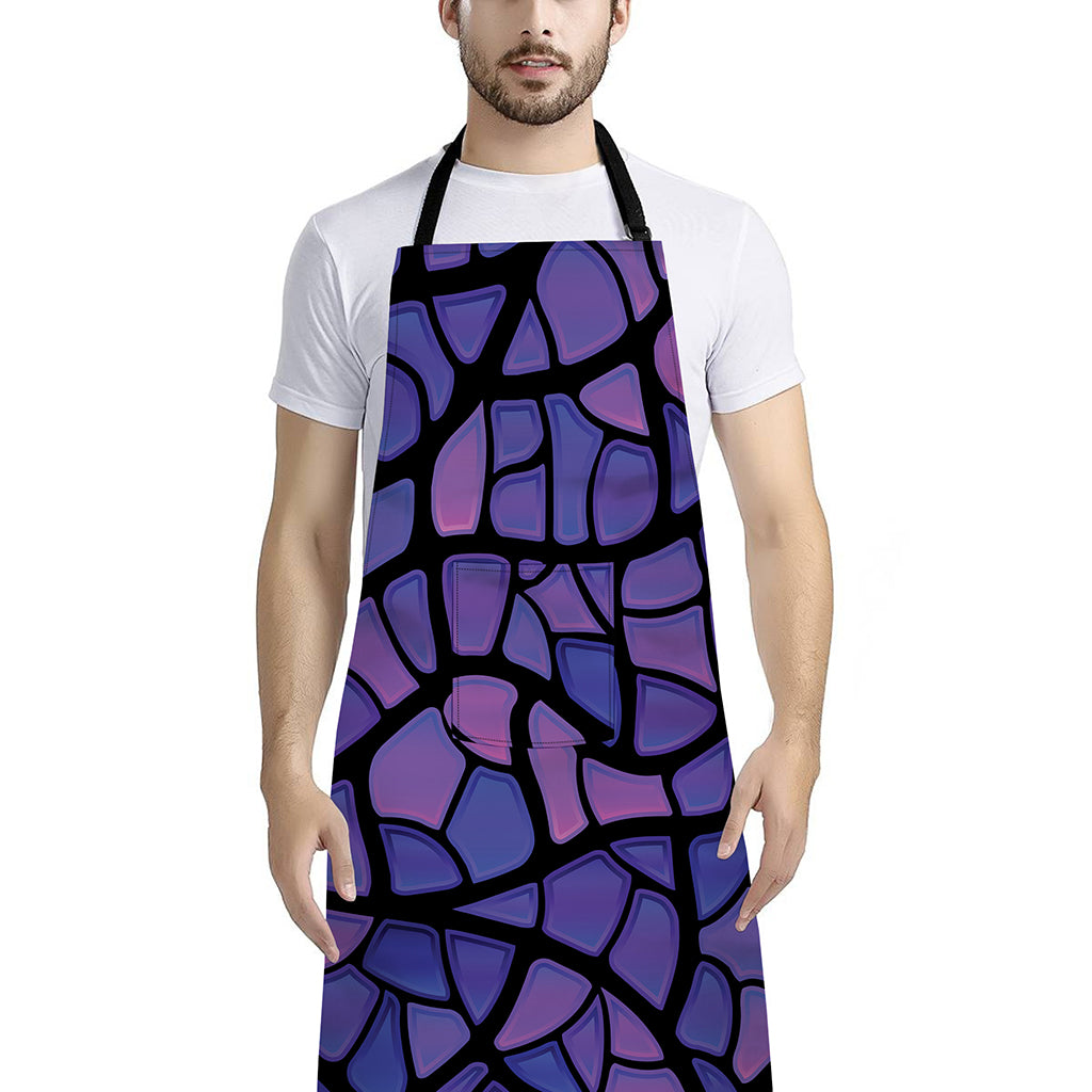 Purple Stained Glass Mosaic Print Bib Apron With Pocket