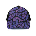 Purple Stained Glass Mosaic Print Black Mesh Trucker Hat