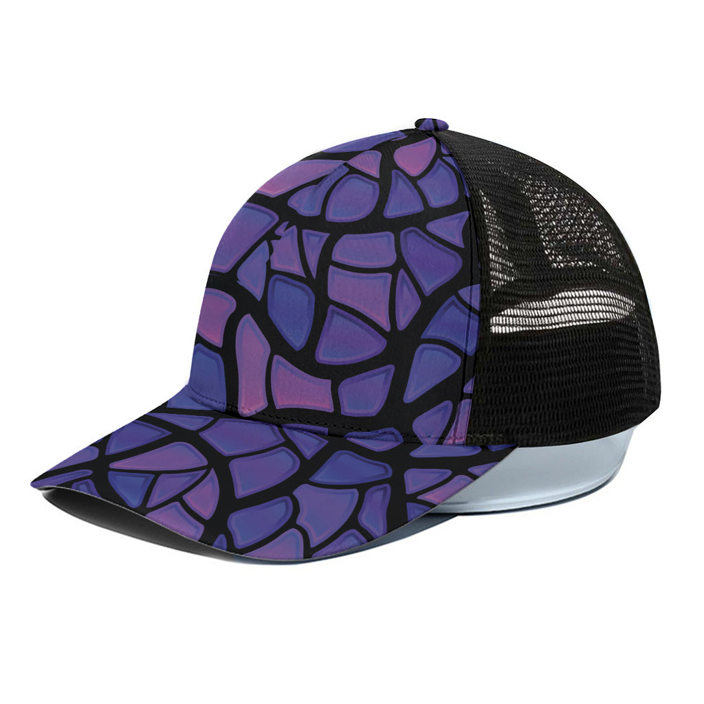 Purple Stained Glass Mosaic Print Black Mesh Trucker Cap