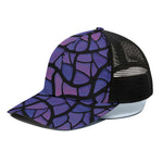 Purple Stained Glass Mosaic Print Black Mesh Trucker Cap