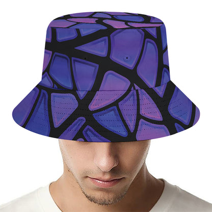 Purple Stained Glass Mosaic Print Bucket Hat