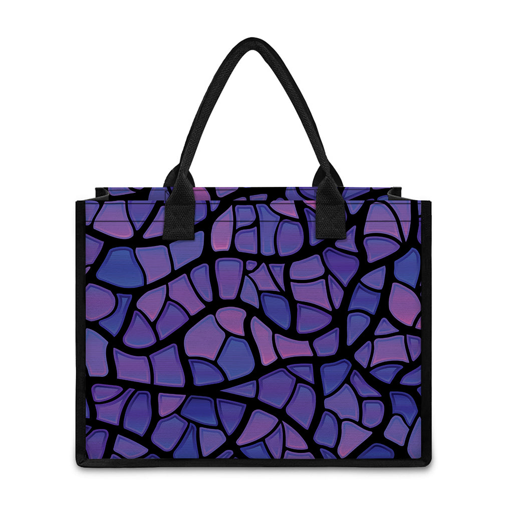 Purple Stained Glass Mosaic Print Canvas Tote Bag