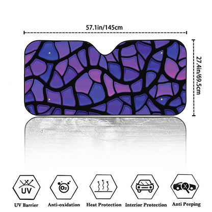 Purple Stained Glass Mosaic Print Car Windshield Sun Shade
