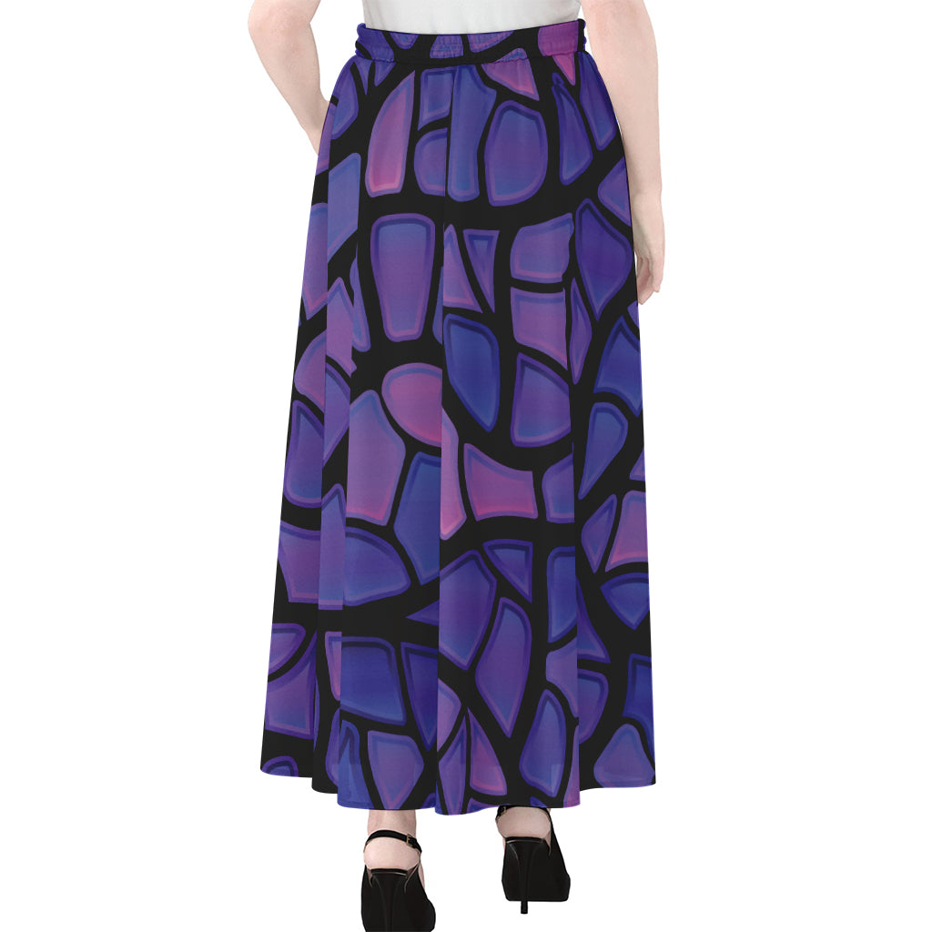 Purple Stained Glass Mosaic Print Chiffon Maxi Skirt