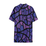 Purple Stained Glass Mosaic Print Cotton Hawaiian Shirt