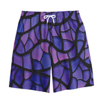 Purple Stained Glass Mosaic Print Cotton Shorts