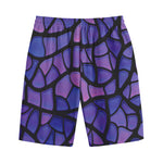 Purple Stained Glass Mosaic Print Cotton Shorts