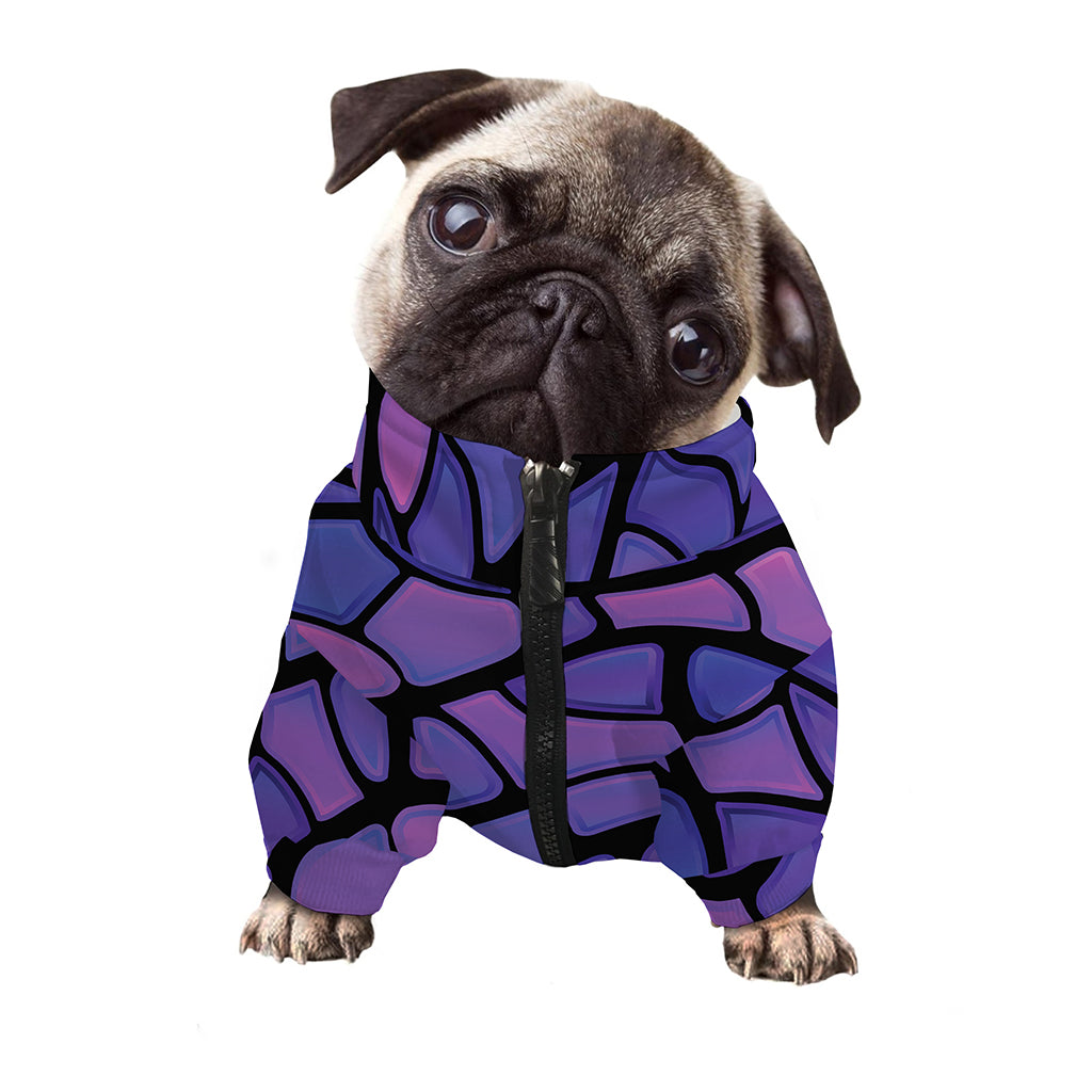 Purple Stained Glass Mosaic Print Dog Zip Up Jacket
