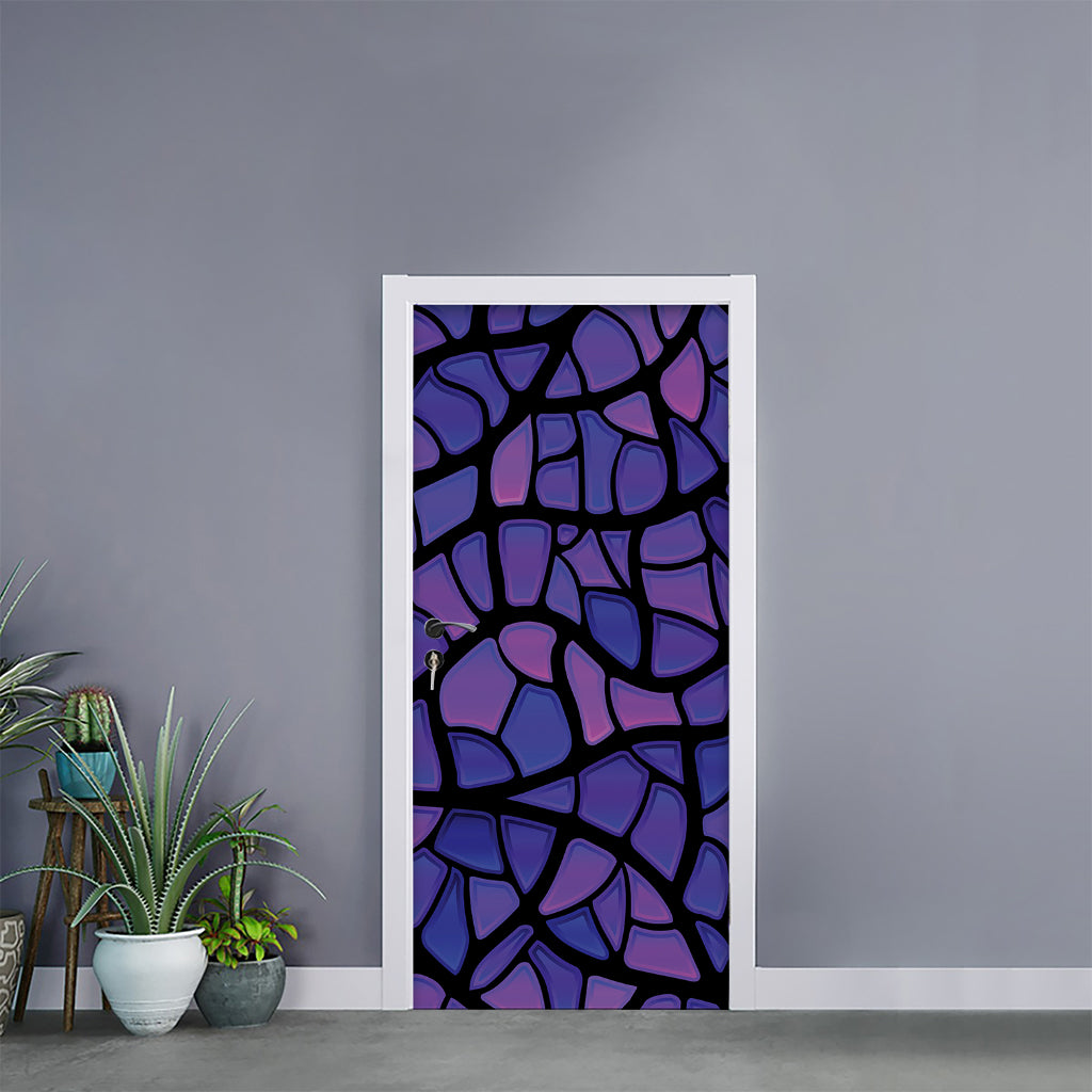 Purple Stained Glass Mosaic Print Door Sticker