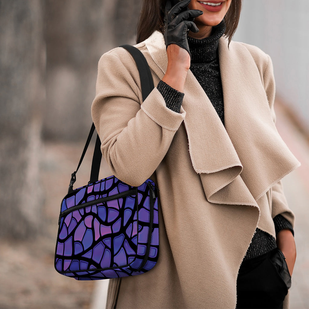 Purple Stained Glass Mosaic Print Double Strap Bible Bag