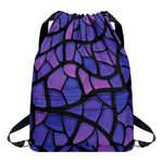 Purple Stained Glass Mosaic Print Drawstring Backpack