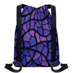 Purple Stained Glass Mosaic Print Drawstring Backpack