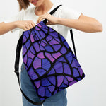 Purple Stained Glass Mosaic Print Drawstring Backpack