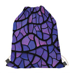 Purple Stained Glass Mosaic Print Drawstring Bag