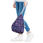 Purple Stained Glass Mosaic Print Drawstring Bag