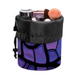 Purple Stained Glass Mosaic Print Drawstring Makeup Bag
